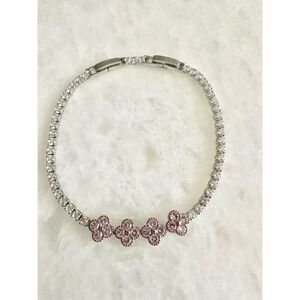Cubic zirconia light pink 4 flower Louis flower tennis bracelet